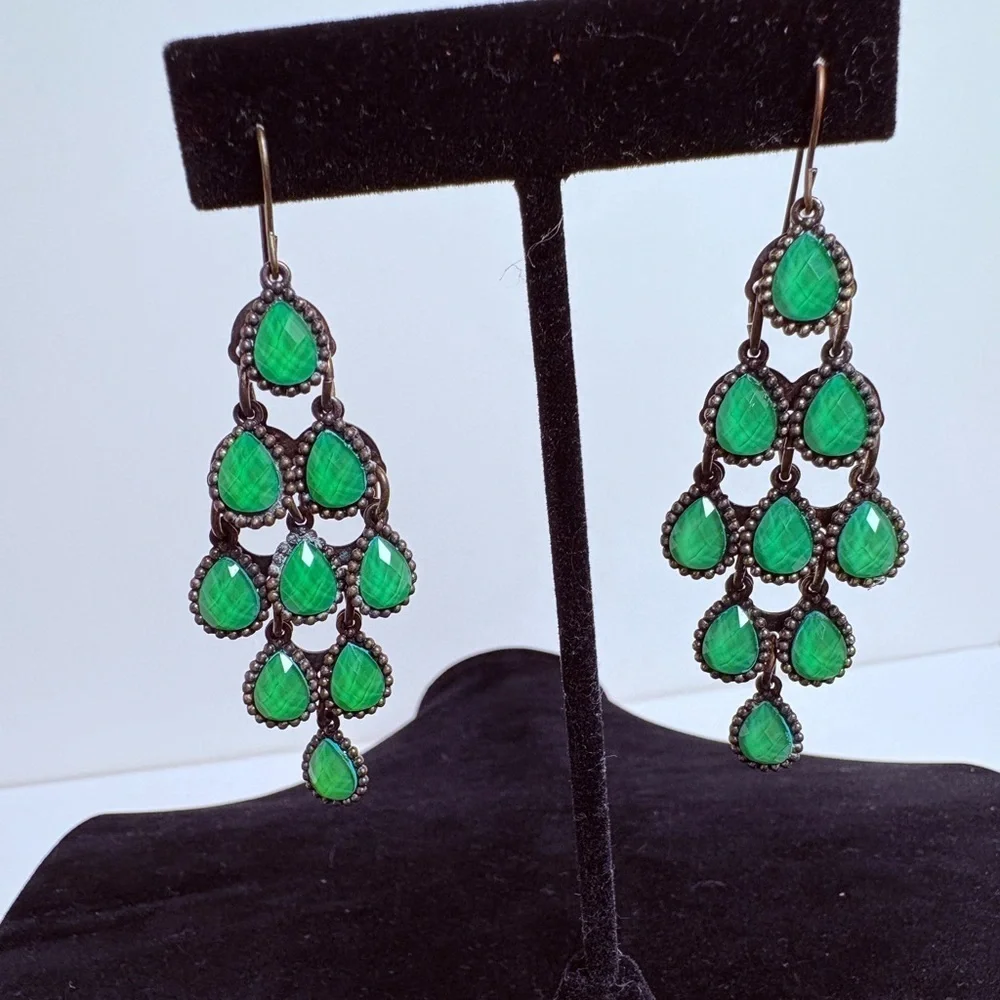 Vintage Green Chandelier Earrings